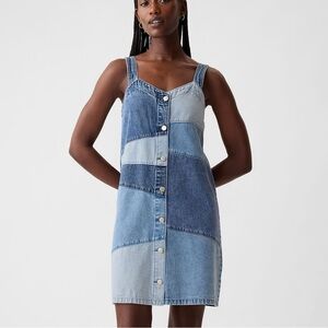 The GAP Patchwork Multi-color Denim Mini Dress